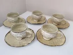 丸本陶器 花うらら コーヒーカップ＆ソーサー 5客セット