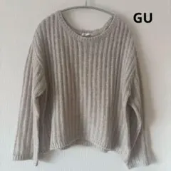 GU ベージュ リブ編み ニット L