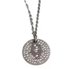 クリスチャンディオール ネックレス ロゴ 　サークル ラインストーンシルバー