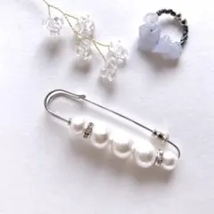 【ハンドメイド】ロンデル付　5連コットンパール　シルバー