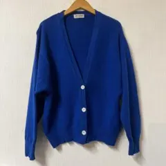 ジュンアシダ ニットカーディガン ブルー スコットランド製