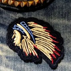 ◆　インディアンヘッド刺繍　アイロンワッペン１枚