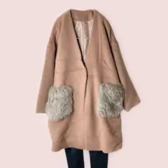 【最終値下げ致しました！1月25日まで掲示終了！】ベージュ ファー付ロングコート