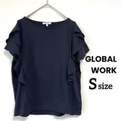 【GLOBAL WORK】フリルデザイン カットソー ダーク ネイビー Sサイズのサムネイル