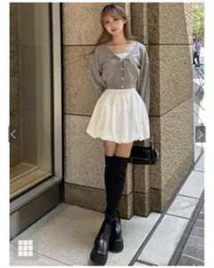クロップド丈ハートボタンニットカーディガン