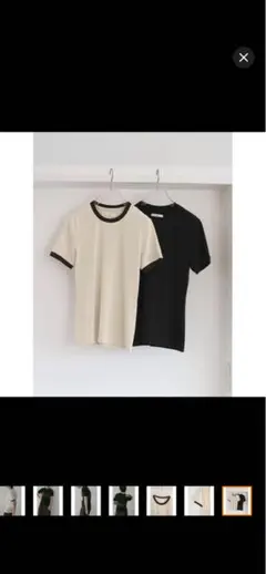 新品未使用】ence リンガーTシャツ 半袖 カーキ✖️ブルーグレー