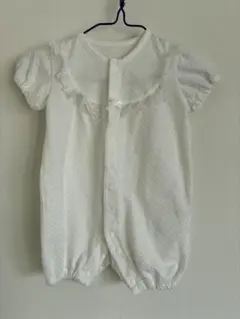 ホワイトロンパース 50~60cm フリル付き
