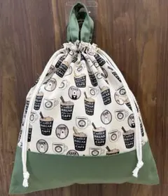 5 ハンドメイド　体操服袋　お着替え袋　クマ　カフェ　入園入学準備