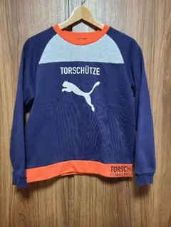 PUMA TORSCHÜTZE トレーナー ネイビーオレンジ　160cm　厚手