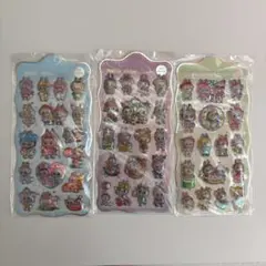 ラブブ　ぷくぷく　キラキラ　オーロラ　シール　3枚セット