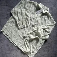 新品未使用　FUTIER LAND ミントグリーン　シアー長袖シャツ　花柄　服