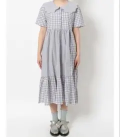 merry jenny ギンガムチェックワンピース スカラップカラー