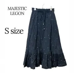 MAJESTIC LEGON ドット柄ティアードロングスカート黒Sのサムネイル