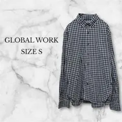 グローバルワーク 長袖シャツ ギンガムチェック カジュアル 綺麗め グレー系