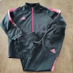 adidas CLIMALITE ジャージ 116/6A 黒ピンク