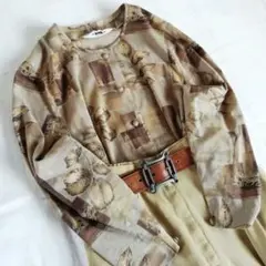 ⭐️匿名配送・即日発送⭐️ 古着　レトロ　ブラウス　ブラウン