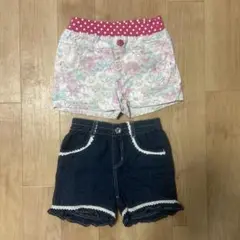 ショートパンツ　２枚　ショーパン　デニム　花柄