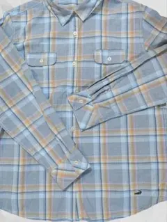 CROCODILE 長袖シャツ L 青・オレンジ・白チェック