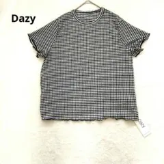 新品　Dazy　半袖ブラウス　ギンガムチェック　フリル袖　春夏　XL