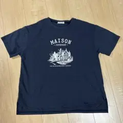 Samansa Mos2 ネイビー ロゴTシャツ