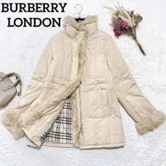 BURBERRY LONDONダウンコート ラビットファー ノバチェック 40
