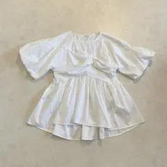 美品 Cloth＆Cross バルーンスリーブVネックブラウス ハグオーワー