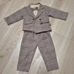 ベビー フォーマルスーツ チェック柄ライトブラウン 80cm