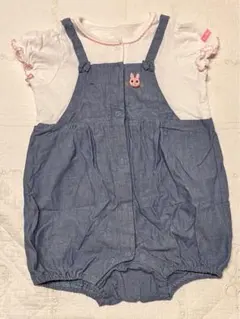 ミキハウス　HOT BISCUITS 80サイズ　半袖サロペット風ロンパース