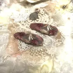 *⑅୨୧インド刺繍リボンパッチンピンmini  2ペア