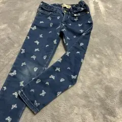 ZARA 蝶プリント ダークブルー スキニーパンツ　110