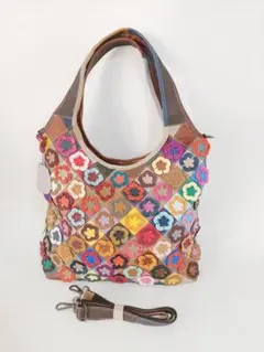 COACH コーチ ハンドバッグ マルチカラー パッチワーク タッセル 