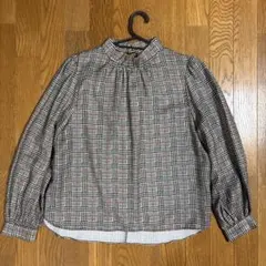 【美品】mysty woman チェック柄 長袖シャツ スタンドカラー