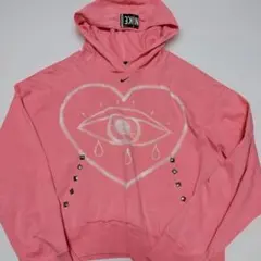 Nike スタッズ付き　ピンク ハート目デザイン パーカー