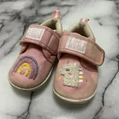 保育園　幼稚園　ユニコーン刺繍 ベビーシューズ 12cm ピンク　女の子　にじ