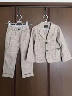 ベージュ系チェック ジャケットとパンツセット 110cm フォーマル