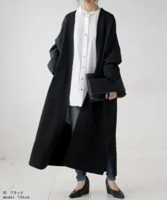 antiqua アンティカ　超軽量 ブラック ロングコート カーディガン