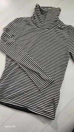 NATURAL BEAUTY BASIC ボーダー タートルネック M