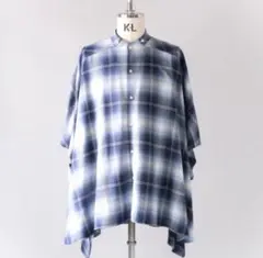 STAND COLLAR PONCHO SHIRTS - Blue