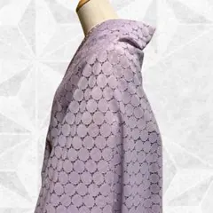 レースコート 薄羽織 モモンガコート 長羽織 和装コート 薄紫 藤ドット 水玉