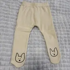 クリーム色 ベビータイツ 新品タグ付き 顔プリント