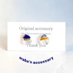 No.535✴︎海の粒✴︎極小シー陶器×シーグラスの樹脂ピアス