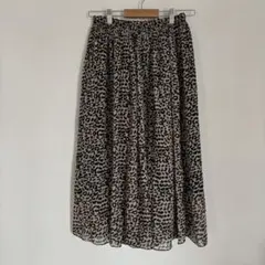 Hudson honey 上品かわいいフレアスカート プリーツ アニマル柄 L