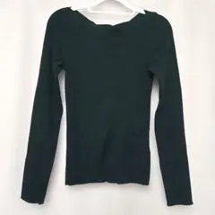 PLST プラステ バックボタンリブニット M ダークグリーン