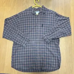 Columbia 長袖ネルシャツ M グレーブラウンチェック柄
