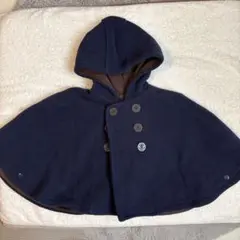 ネイビー ベビーポンチョ フード付き