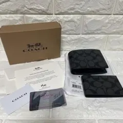【新品・未使用】COACH シグネチャー 二つ折り財布＆パスケース セット箱付き