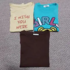 女の子　140cm　Tシャツ　 3枚セット (イエロー, 水色, ブラウン)