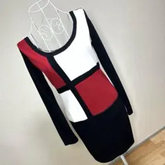長袖ミニワンピース 赤・白・黒　M〜L
