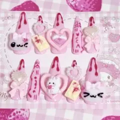 ネイルチップ 平成女児 地雷系 量産型 血 ぴんく ねこ