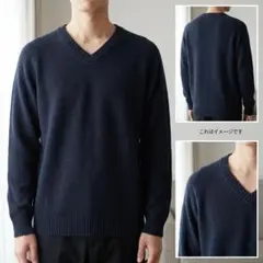 【クリーニング済】BEAUTY&YOUTH カシミヤ100% Vネックニット L